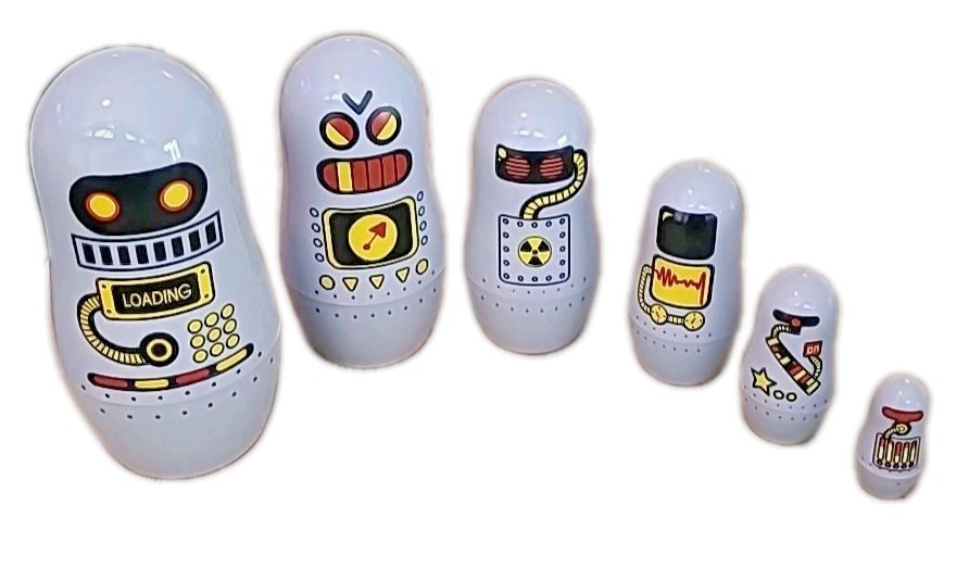 Matryoshka Madness Babushka Silver Russian Set Of 6