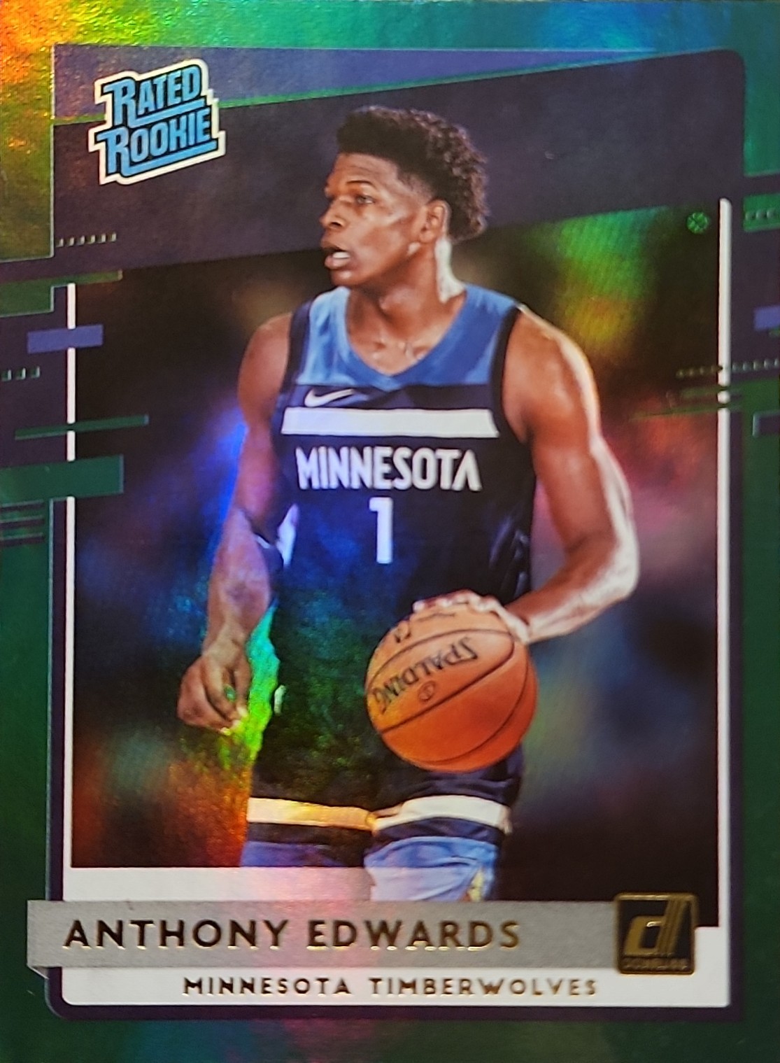 2020 DONRUSS #201 ANTHONY EDWARDS GREEN FLOOD RC