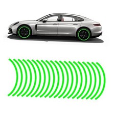 16PCS 17''-19'' Reflective Wheel Rim Stripe Decal, Car Wheel Rim Tapes Green