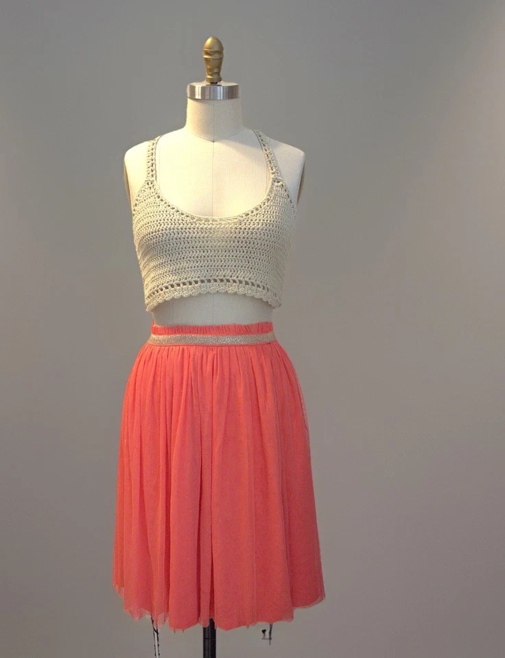 Falda Hanna Andersson Tul Hasta la Rodilla Naranja Talla 10 Reunida Niñas En Capas Foto 3 de 3