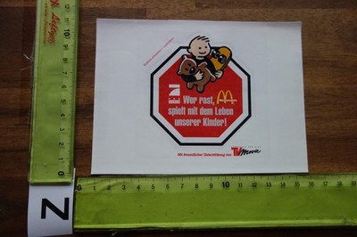 Alter Aufkleber VerkehrsSicherheit Pro7 McDonalds TVMovie Kinder