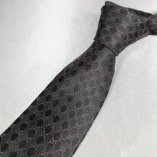 Gucci GG Brown Silk Tie 8cm Wide 151cm Long Authentic