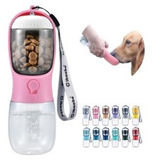 Dog Water Bottle with Food Container, Travel Puppy Water Bowl, Portable Pet Bowl