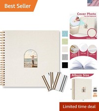 12X12 Inch DIY Scrapbook Album Linen Arch Window Photo Album 80 Blank Pages S...