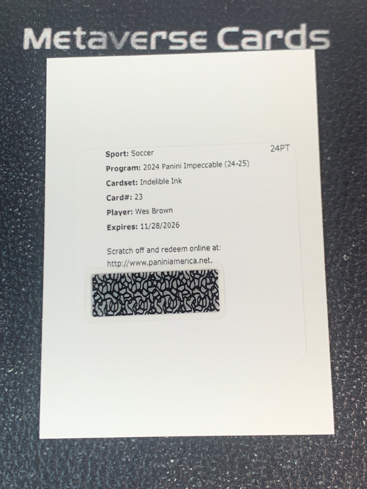 2024 Impeccable Premier League Wes Brown Indelible Ink Auto /99 Redemption