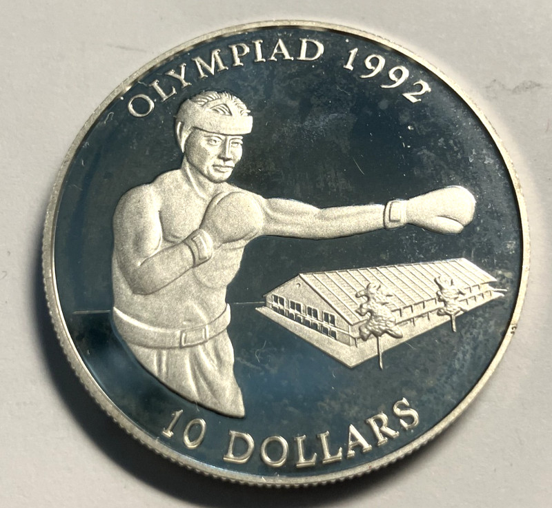 elf Solomon Isl 10 Dollars 1992 Silver Proof Olympic Games Boxing
