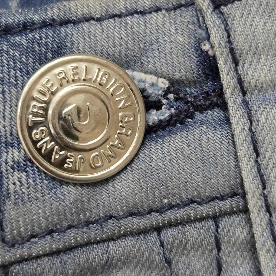 True Religion Geno Relaxed Slim Jeans Boys 12 Blue Distressed Denim Youth Pants - Image 3 of 4