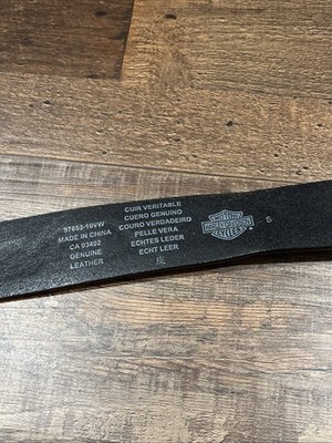 Women's Harley Davidson Black Leather Belt Size Small Logo Black