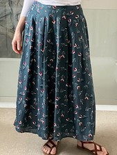 Seasalt Silver Darlings Long Skirt Dark Teal Floral Print Cottage Romantic Uk 12