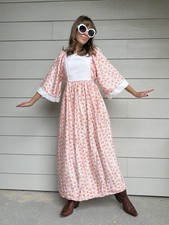 Vintage VTG 70s Cottagecore Maxi Hippie Prairie Dress Angel Bohemian Fairy, M