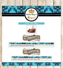 AUCTION TEMPLATE Turquoise & Wood Border Design - FREE Email Shipping
