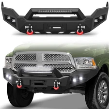 Front Bumper With LED Light Bar For 2013-2018 Ram 1500 & 2019-2024 1500 Classic