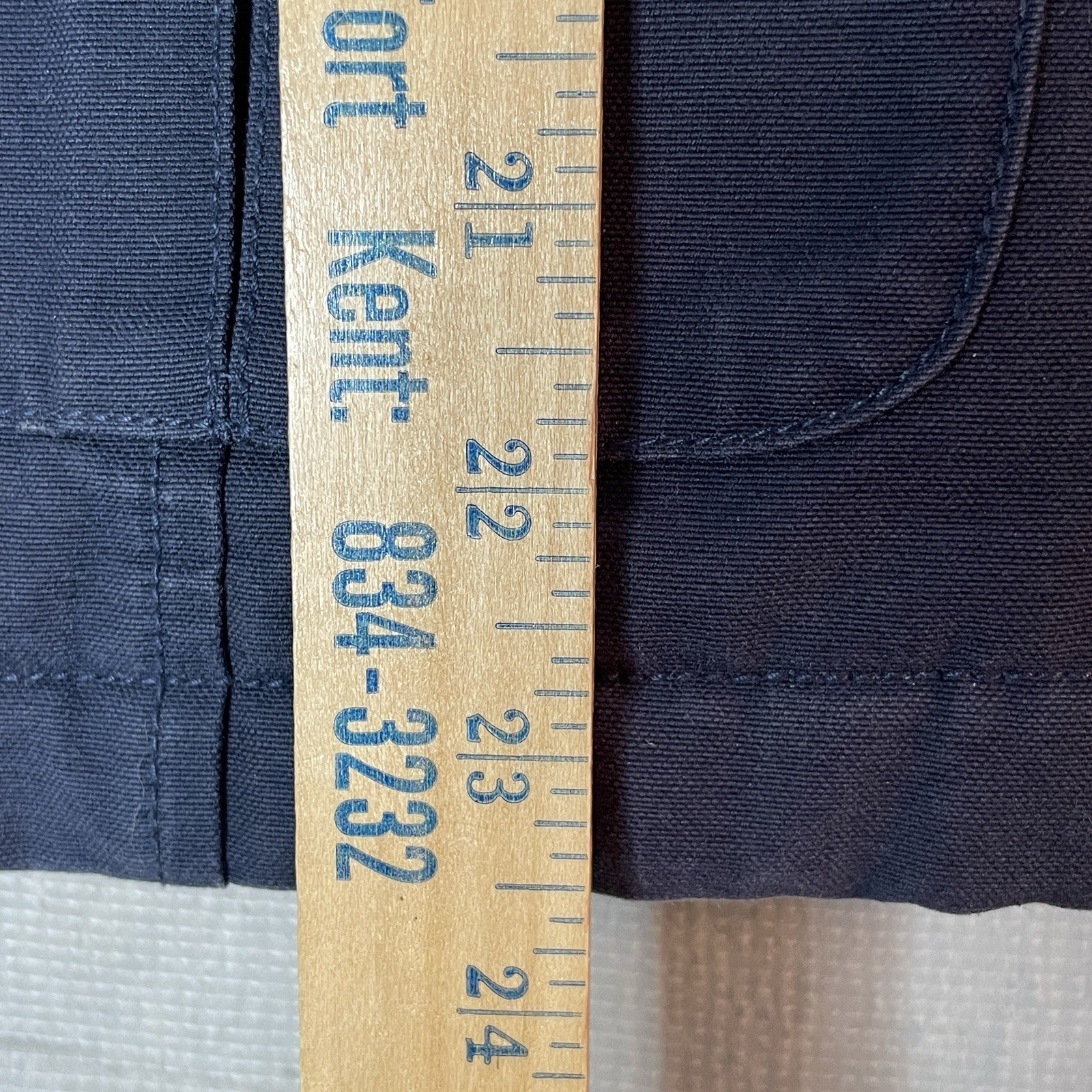 LL Bean Womens Barn Coat Size M Petite Field Chore Jacket Blue Canvas Lined