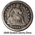 1849 Seated Liberty Dime F/VF Silver 10C Early Date Philadelphia #924