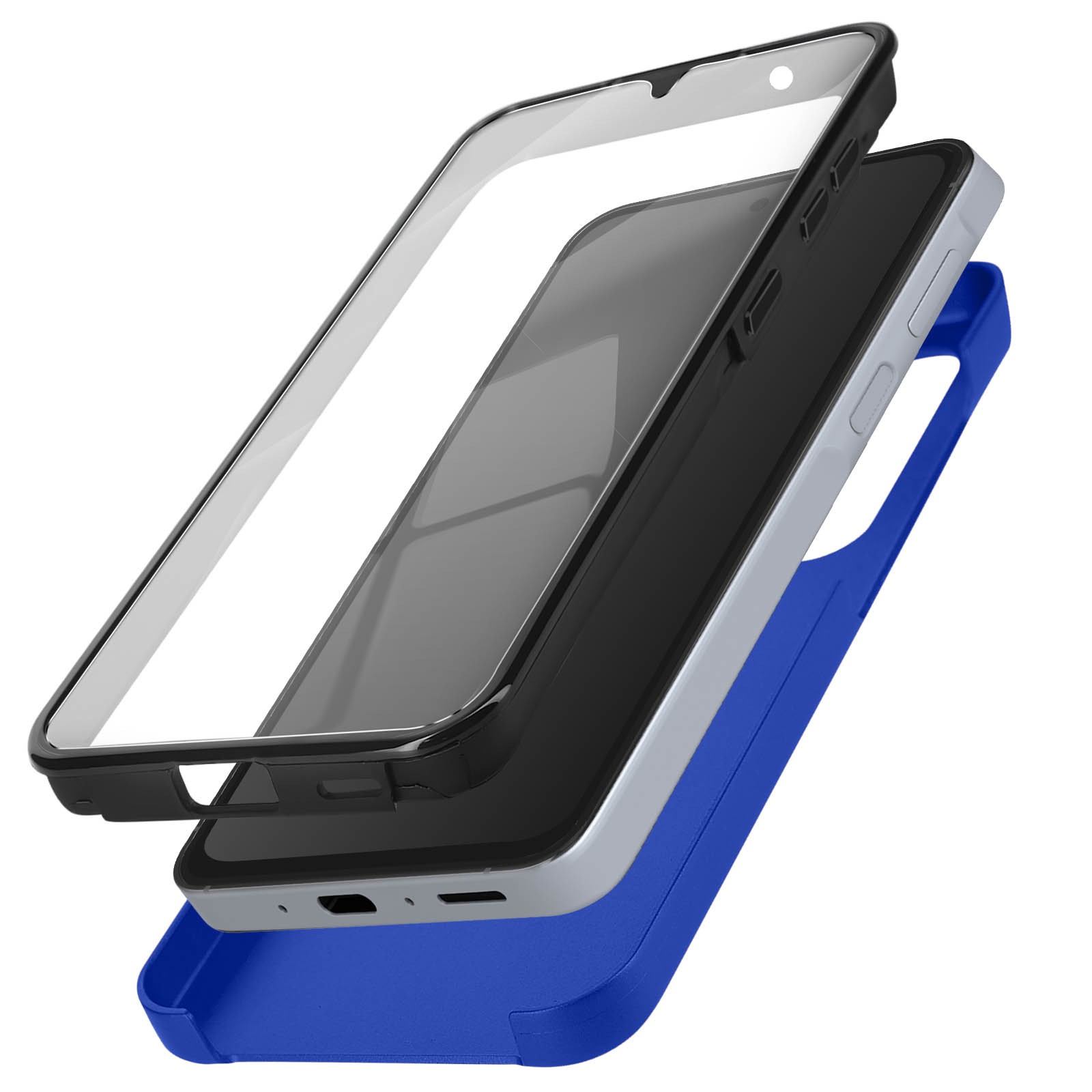 Coque Galaxy A55 protection intégrale transparente et silicone tactile bleu Avizar