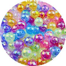 400Pcs Acrylic round Beads - 8Mm AB Colors Craft Beads with Holes for Earring Br