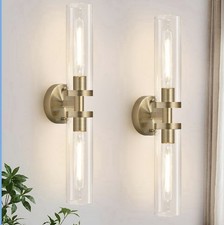 Wall Sconces Set of Two, Hardwired Brass Bathroom Sconces Wall Lighting