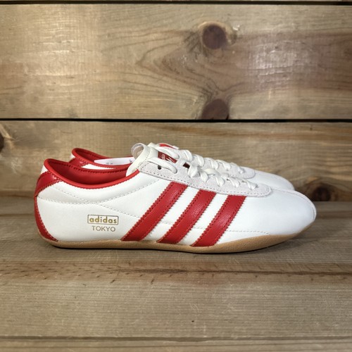 NEW Womens Size 7 Adidas Tokyo “Off White Scarlet” Low Top Sneakers Shoes JI3300 - Picture 2 of 7