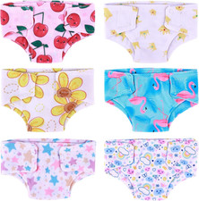 6 Pcs Baby Doll Diapers Reusable for 12-15 Inch Babydolls, Bitty Baby Doll Acces