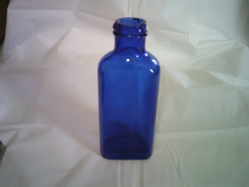 Retro Hazel Atlas Cobalt Blue Medicine Bottle about 6.5 inches
