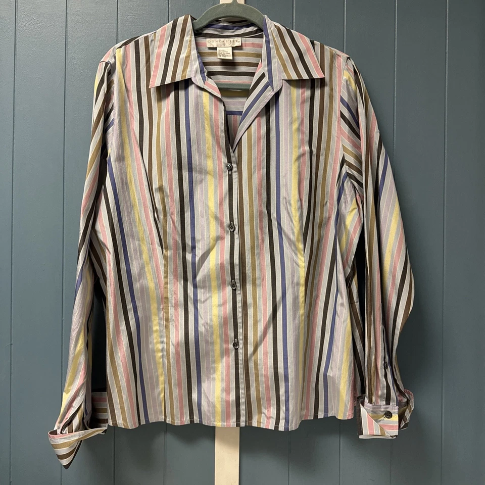 Blusa Mujer Doncaster Collection Metálica Pastel Rayas Talla 16 XL Foto 2 de 4