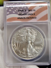 2024 US Silver Eagle $1 ANACS MS70 Flag Label