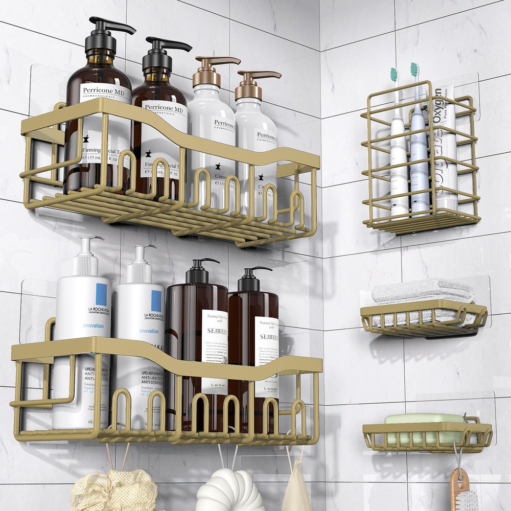 Shower Caddy 5 Pack,Adhesive Shower Organizer for Bathroom Storage&Home Decor...
