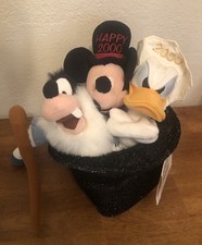Disney 2000 Millennium Happy New Year Plush Set Y2K Bean Bag Mickey Donald