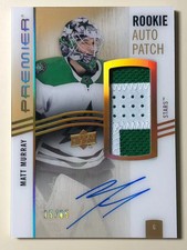 Matt Murray 2023-24 UD Premier Hockey Acetate Rookie Auto Patch Gold, /65, AR-M