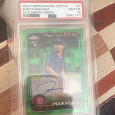 Topps 2024 Chrome Sapphire Shota Imanaga Green Auto Cubs PSA 10 ! 2/99 RC Cubs! 
