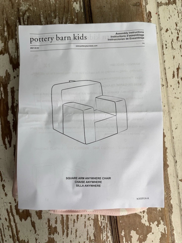 Nueva cubierta de silla Pottery Barn Kids brazo cuadrado en cualquier lugar - rosa con blanco Foto 4 de 4