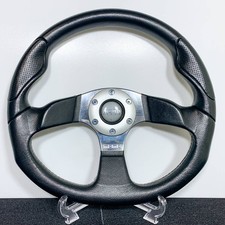 MOMO COMMANDO 2R Leather Steering Wheel 350mm w/ Horn Button Excellent