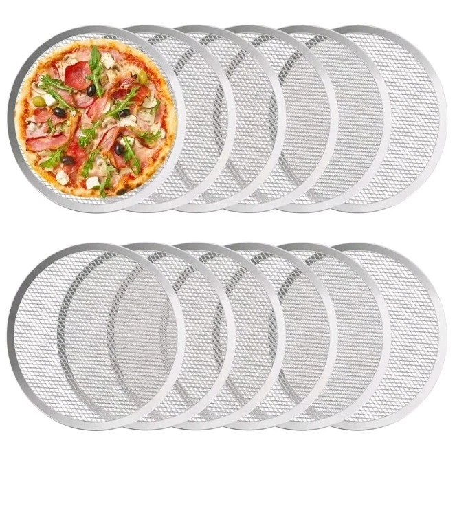 LRui Pizza Screen,12 Inch,12 Pk,Seamless Aluminum Pizza Pan W/Holes.