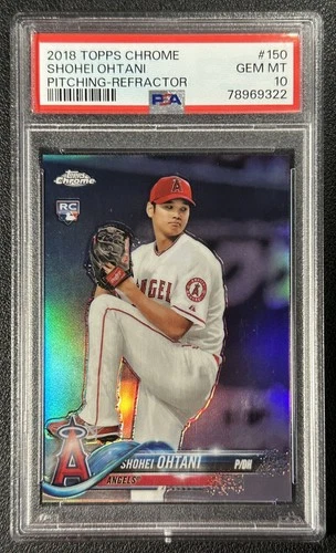 SHOHEI OHTANI PSA 10 2018 TOPPS CHROME #150 ROOKIE PITCHING REFRACTOR RC ANGELS