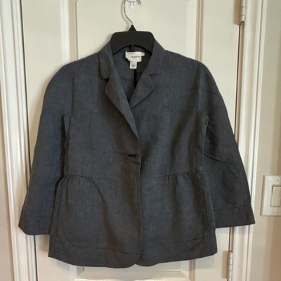 pure DKNY Gray 3/4 Sleeve Collared Jacket with Pockets Size S