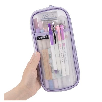 EASTHILL Grid Mesh Pen Pencil Case with 9.45 x 4.72 x 0.98 inches, Purple