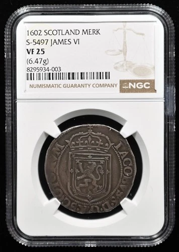 1602 SCOTLAND MERK  NGC VF25, JAMES VI
