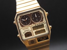 Vintage Citizen 8988-001971 Ana-Digi Temp Gold Chronograph Qz Mens Watch JAPAN