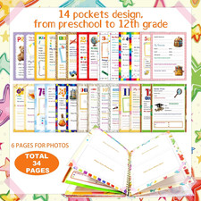 School Memory Book Hardcover Album Scrapbook Keepsake Preschool through 12Th