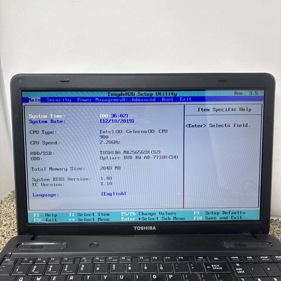 Toshiba Satellite C655 Intel Celeron 2.20GHz  2GB RAM 15.6" 250GB HDD Win 10 - Image 2 of 4