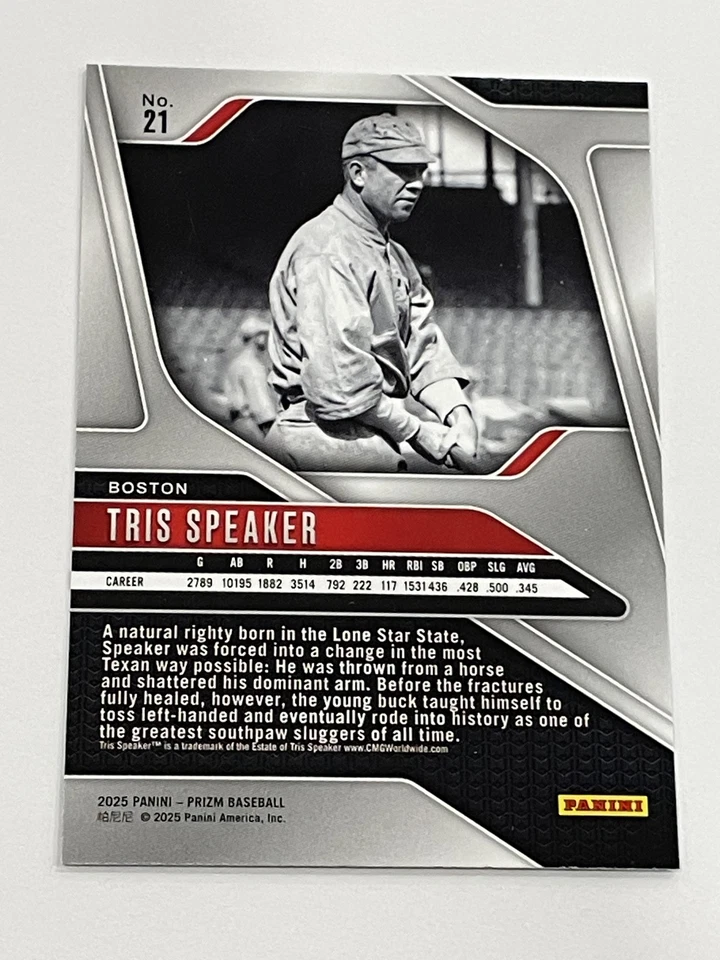 Béisbol Panini Prizm #21 2025 - Altavoz Tris - Medias Rojas de Boston Foto 2 de 2