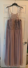 Mori Lee Madeline Gardener Coral Pink One Shoulder Maxi Bridesmaid Dress Size 18