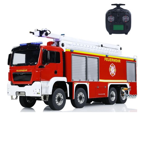 1/14 8x4 RC Feuerwehrwagen W/Metall Chassis Snozzle High-Reach Ausziehbarer Turm - Picture 2 of 12