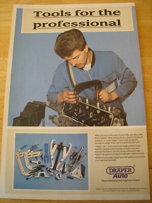 DRAPER AUTO WERKZEUG SORTIMENT FÜR DEN PROFI 1989 WERBUNG CA. A4 GRÖSSE FEILE N