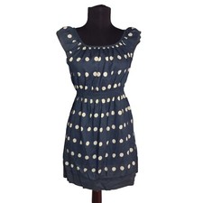 Edme & Esyllte 6 Dress Anthropologie Navy Blue Polka Dot Sleeveless Mini Sheer