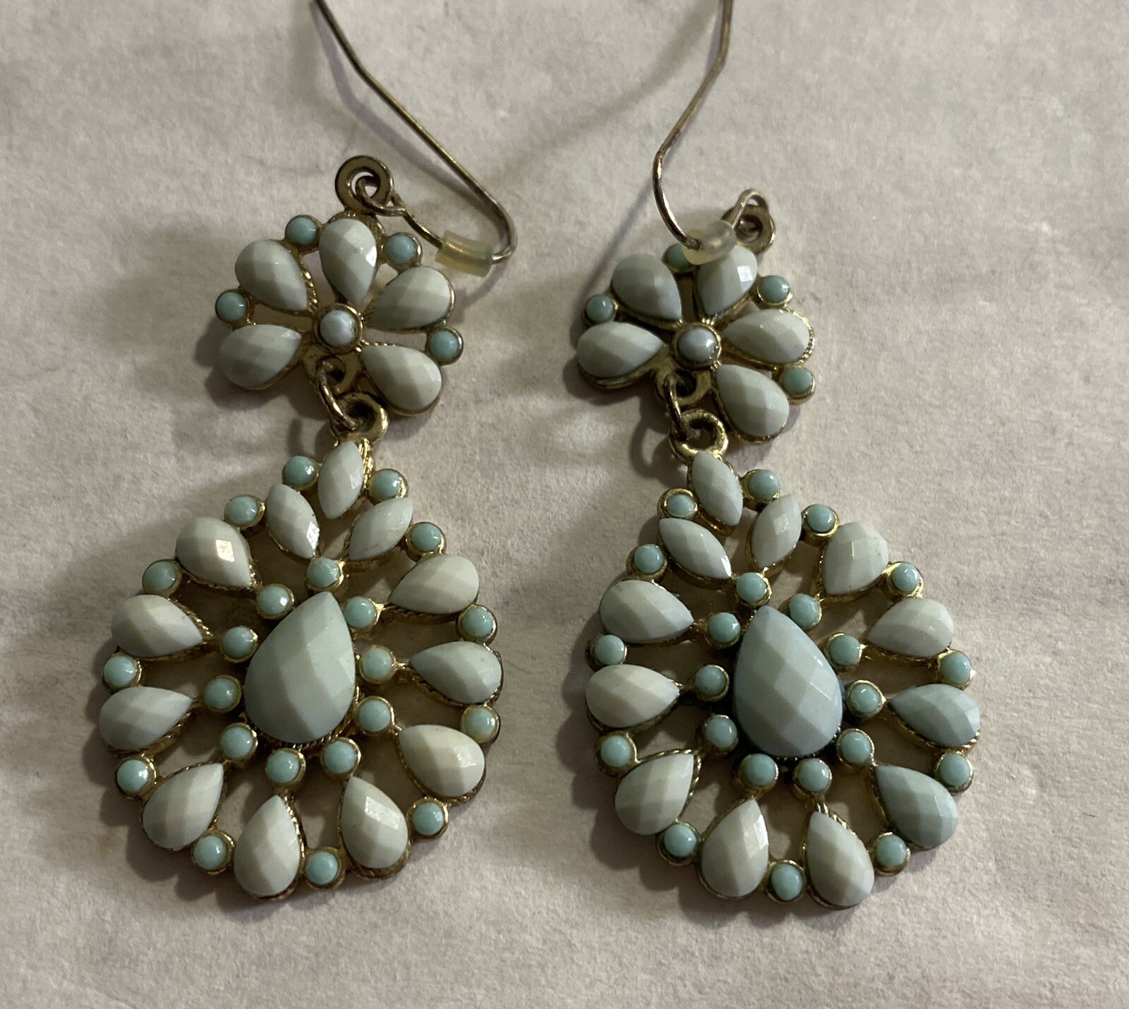 blue dangle statement pierced earrings - image 1