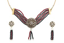 Pearls Choker Necklace With Earring Set For Women and Girls Multicolor