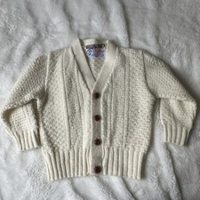 VTG Baby Lord  Taylor Ivory Infant Knit Fisherman Cardigan Orlon Acrylic 6-12M