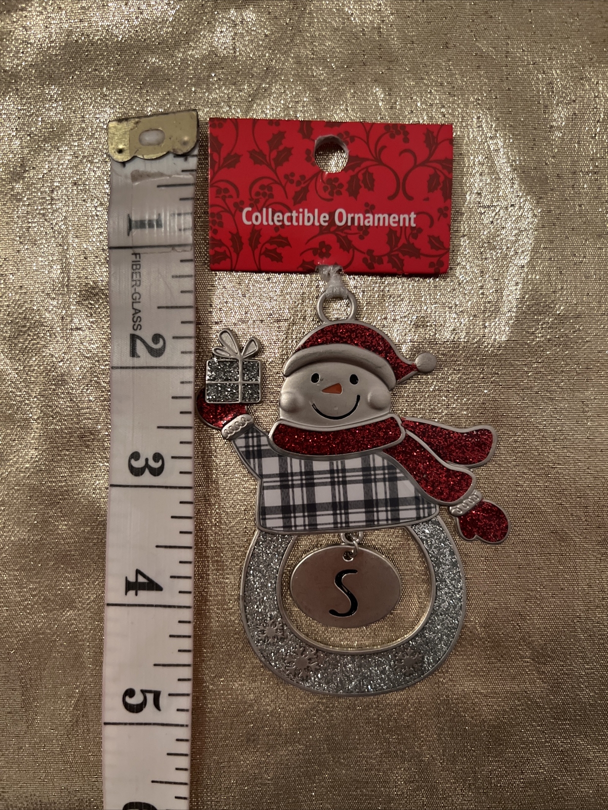 NWT Kohls Collectible Metal Enamel Initial "S" Snowman Christmas Tree Ornament eBay
