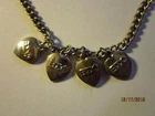 Vintage '60s Beta Sigma Phi sterling silver bracelet,4 charms sorority hearts